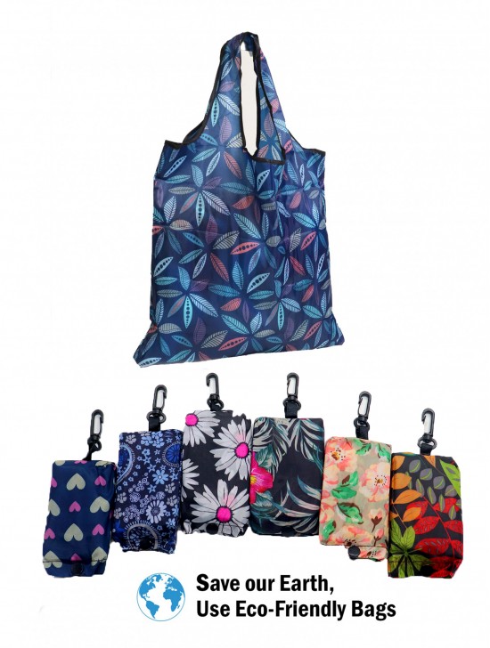 Hook-on Reusable Foldable Shopping Bags (12pcs) 